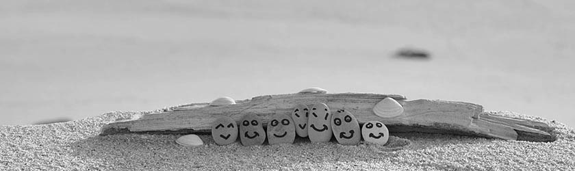 Stones with cartoon faces